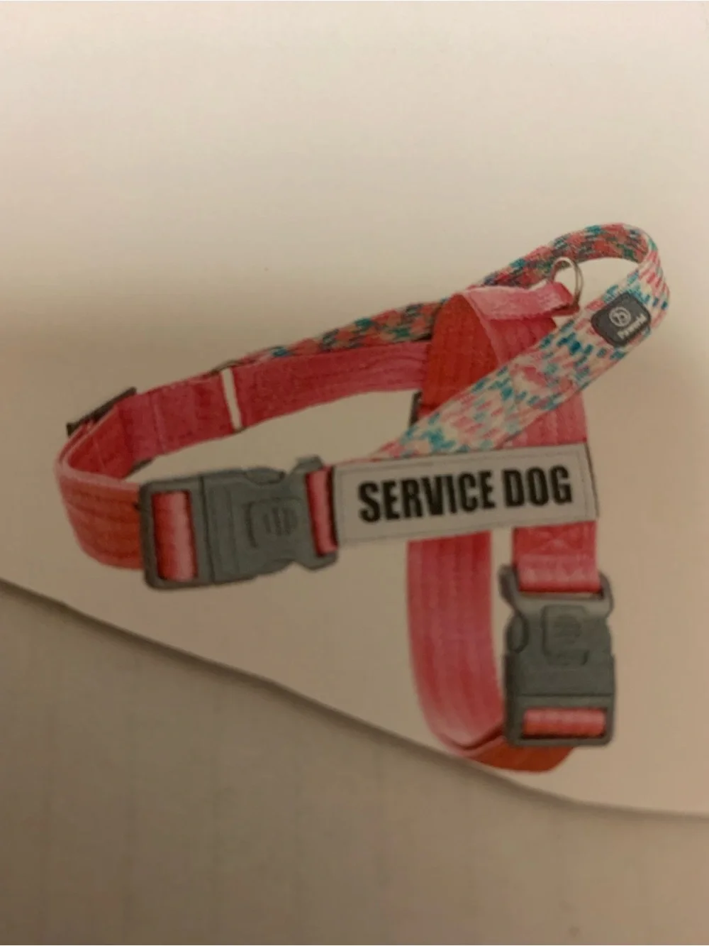 Pink Service Dog Harness with Multicolor Trimt Paworld. Small